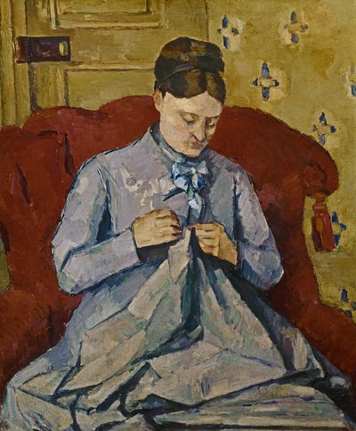 Madame Cezanne sewing by Paul Cézanne